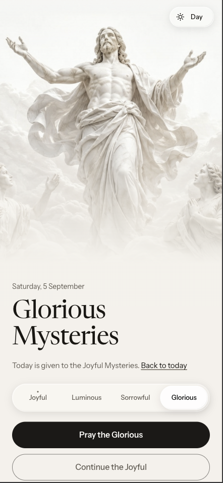 Day home with Glorious Mysteries